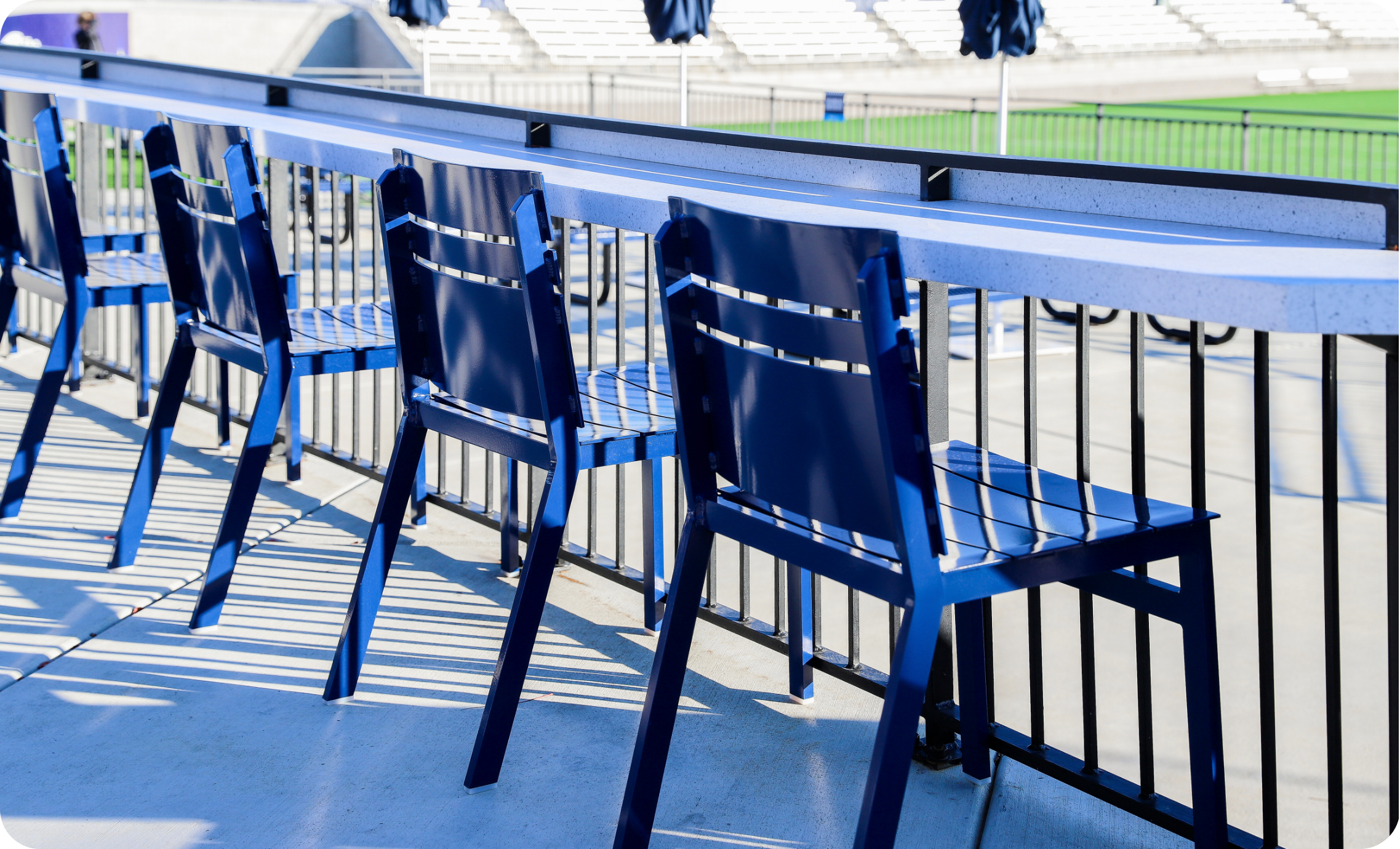 Durable seating at The Wicks Club enhances the fan experience while meeting the demands of high-traffic, outdoor environments.